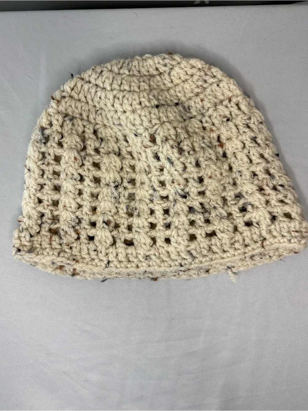 Handmade Cream Speckled Crochet Beanie - Women Accessories